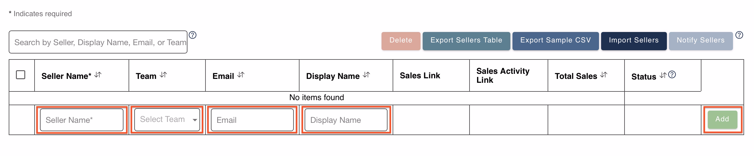 Manually Add Sellers