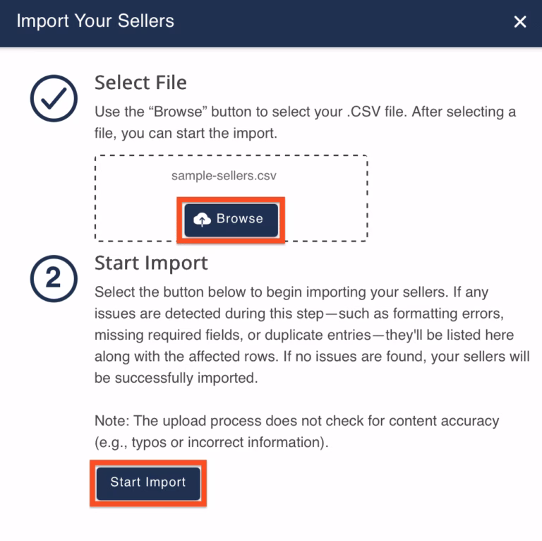 Importing Your Sellers