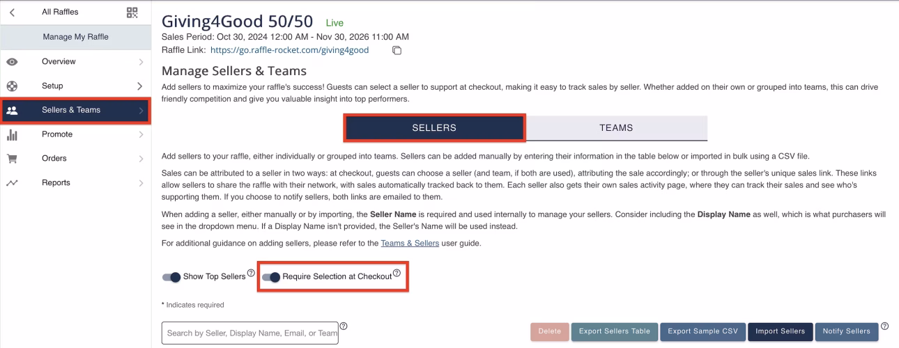 Require Seller Selection at Checkout