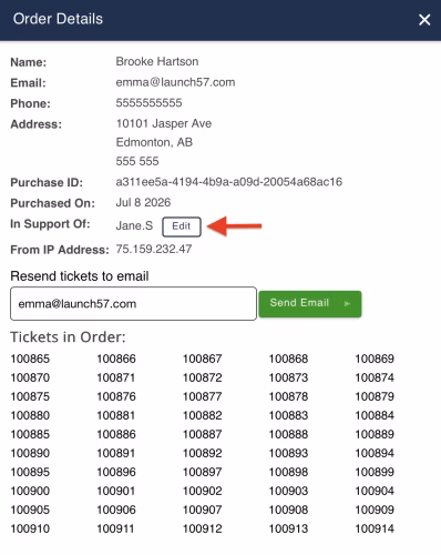 Editing In Support Of on Orders